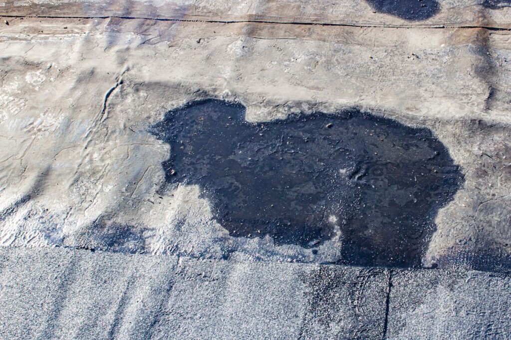 Storm damage on flat roof