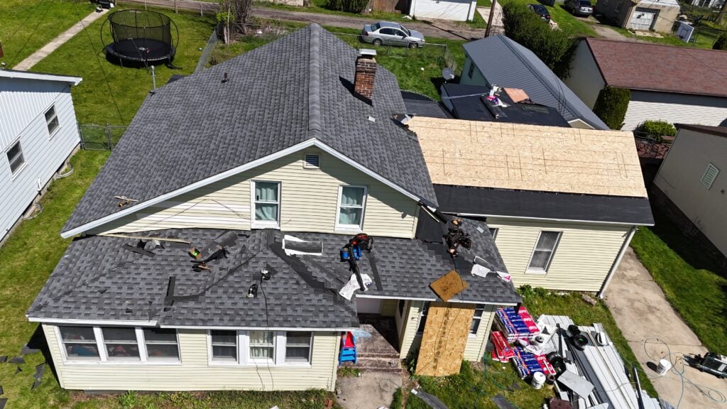 roof being replaced after storm damage