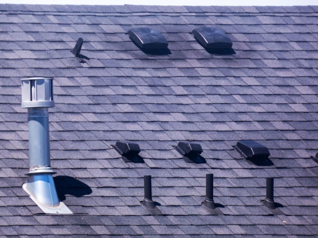 Vents and tiles on a roof