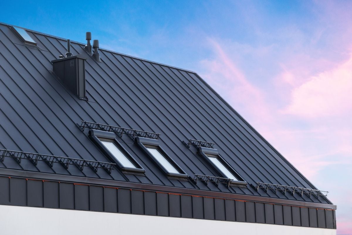 steep slope roofing systems dark blue big metallic roof
