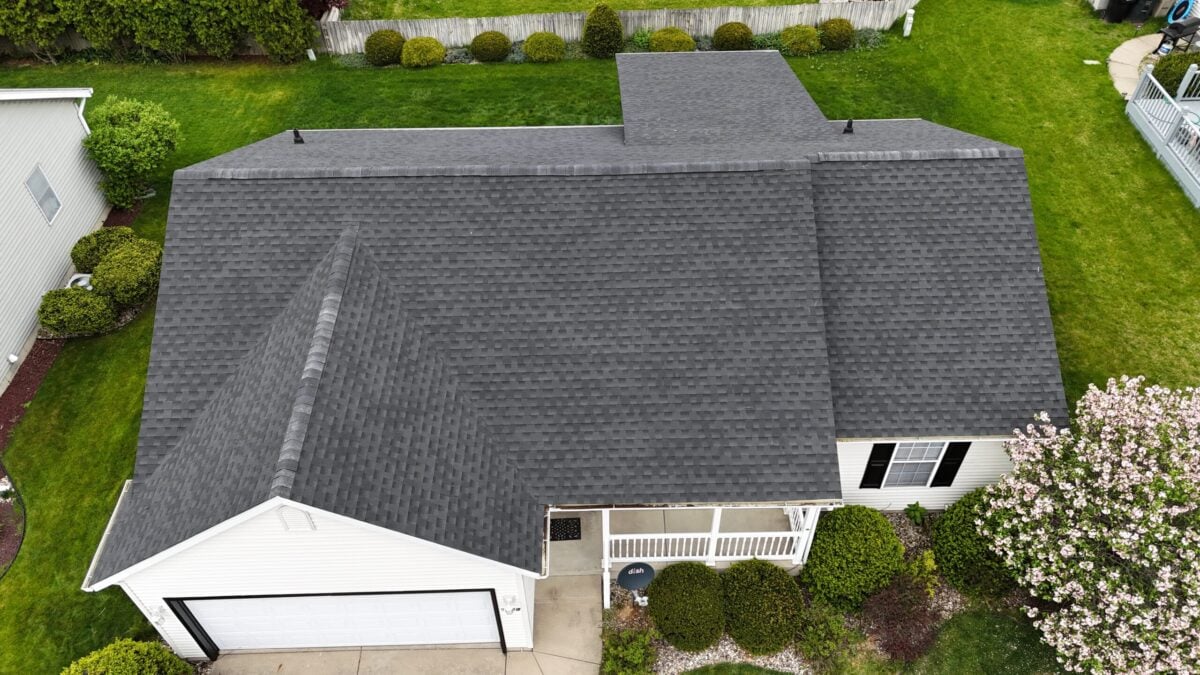 roof overlay aerial view of shingles roof