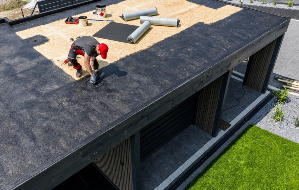 EPDM guy installing new membrane